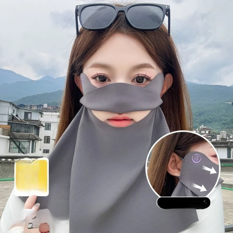 Drinking Water, Neck Protection, Sun Protection, Ice Silk Mask, No Trace, UV Protection, Cycling, Breathable and Sunshade