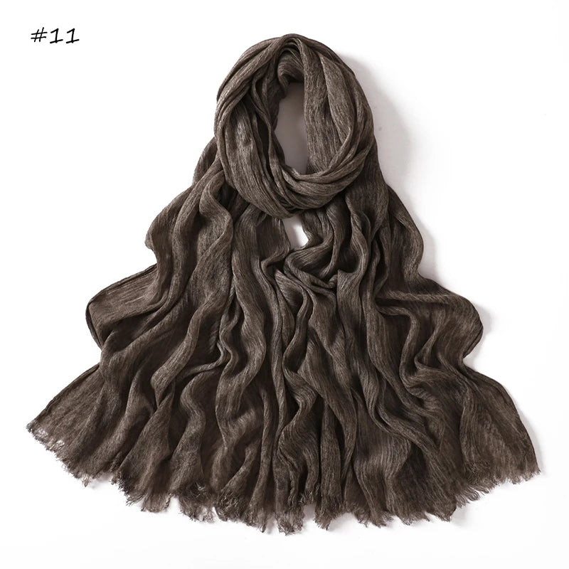 180*65cm Tie-dye Crinkle Rayon Hijabs for Women Muslim Scarf Shawls Plain Ladies Breathable Headband Femme Turban Ramanda