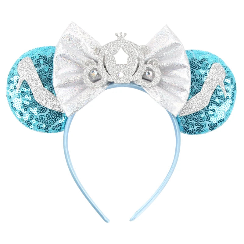 Cinderella Cartoon Mouse Ear Headband Sequin Bows Girl Adult Kid Halloween DIY Party Cosplay Hair Accessories Princess Hairband