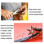 Leather Hole Punch,9" Belt Hole Puncher for Leather Heavy Duty, 6 Size Revolving Leather Belt Hand Hole Puncher