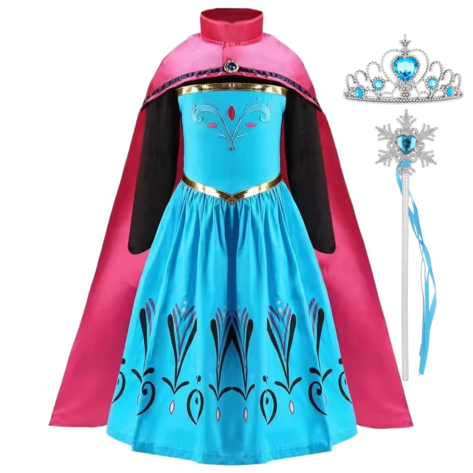 Frozen Elsa Anna Princess Girl Vestidos Costume Kid Dress Disney Snow Queen Halloween Cosplay Birthday Party Dress Up 2-10 Years