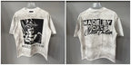 New MIXED-EMOTION Rhinestone cartoon printed pattern 100% cotton Men Women T-shirt Loose casual Shinning Diamond Tees Oversized Top