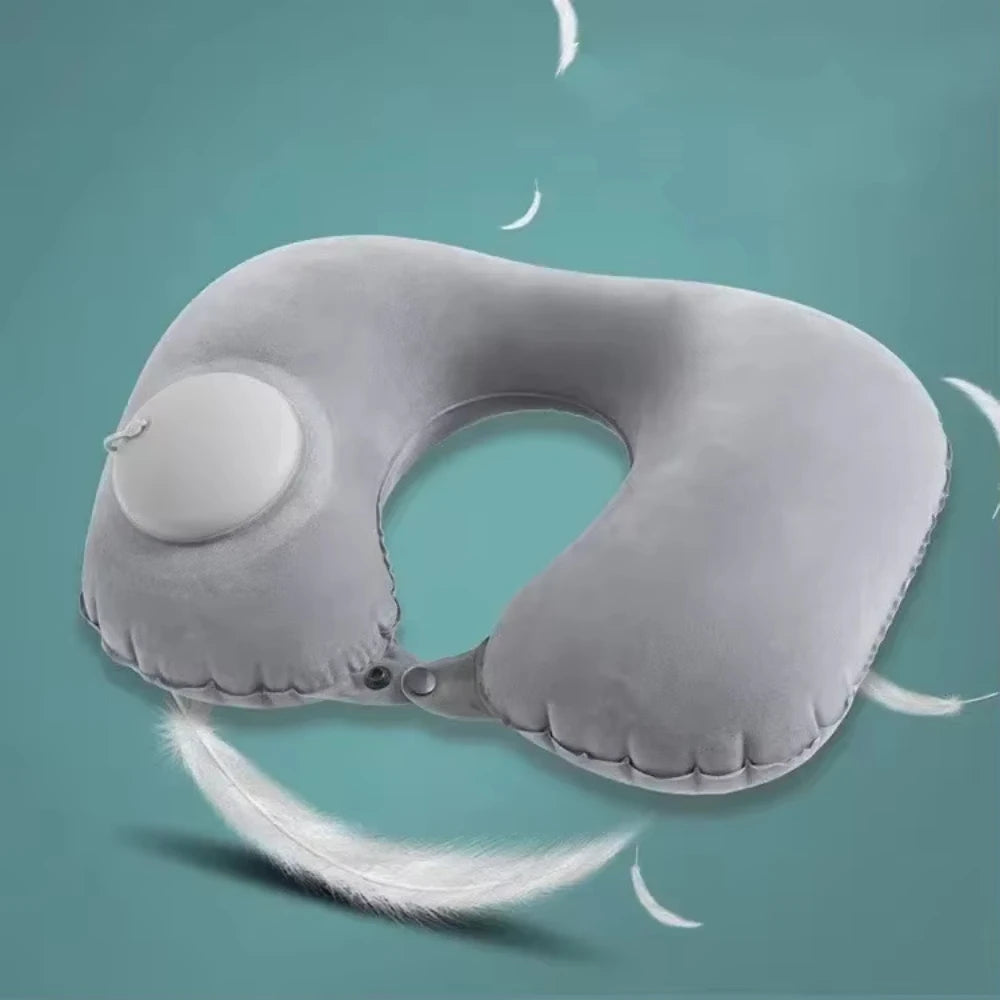 U-Shaped Inflatable Travel Pillow Portable Air Neck Support Cushion Comfortable Sleeping Press to inflate pillow neck pillow