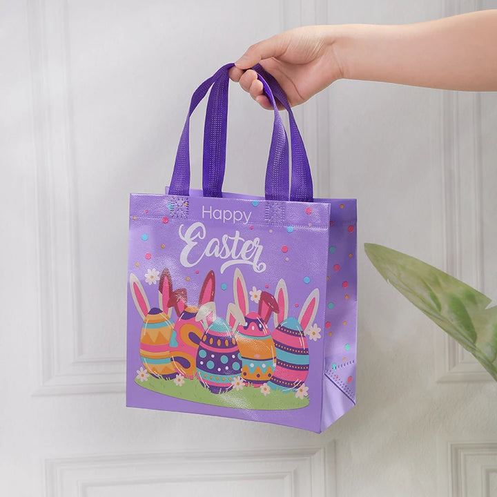 Pastel Easter bags for kids with bunny and flower designs