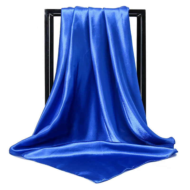 Luxury Brand Silk Scarf Women Satin Solid color Hijab Scarves Muslim Pareo Bandana Female Shawl Wrap Headband Foulard 90*90cm