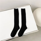 Women’s Solid Color Knee High Socks Long Fashion Casual Preppy Style Stockings Female School Kawaii Cotton Comfy Trendy Socks