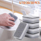 5/30PCS Home Double-sided Sponge Wipe Gray Dirt-resistant Scouring Pad Kitchen Stain Sponge Wipe Professional Cleaning Supplies