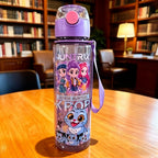 Cartoon Figure Water Bottle, Portable Outdoor Straw Cup for Kids-Girls’ Summer Sports Leakproof Cute