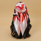 Satin Square Scarf Women Muslim Hijab Elegant 2025 Print Silk Neckerchief Shawl Wraps Headband Handle Hair Accessories Bandana