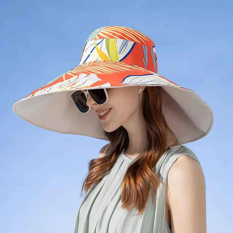 Xinbaoguan 100% Cotton European and American Cross border Women's New Double sided Fisherman Hat Summer Enlarged brim Sun hat