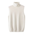Women 100% Merino Wool Sleeveless Pullovers Turtleneck Sweater Waistcoat Wool Knitwear Spring Autumn Winter Fashion Vest Tops