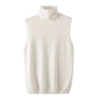 Women 100% Merino Wool Sleeveless Pullovers Turtleneck Sweater Waistcoat Wool Knitwear Spring Autumn Winter Fashion Vest Tops