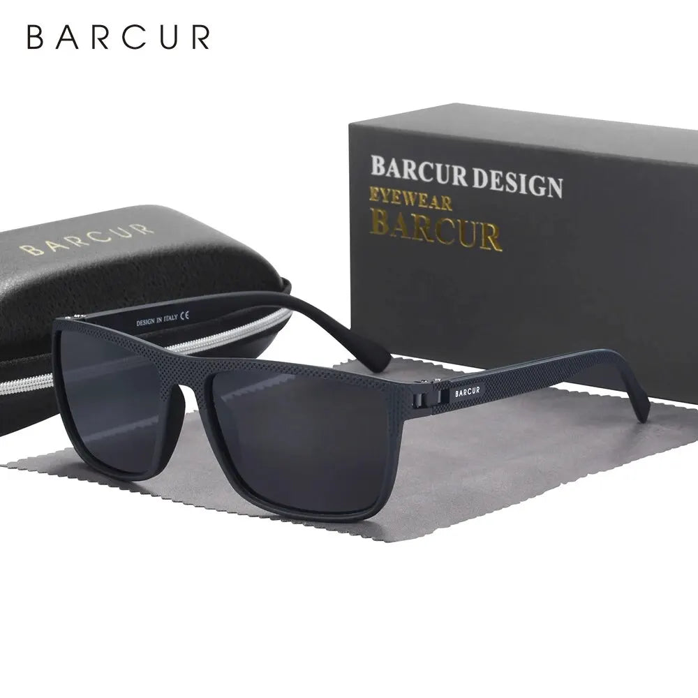 BARCUR Design TR90 Sunglasses Men Polarized Light Weight Sports Sun Glasses Women Eyewear Accessory Oculos UVAB Protection