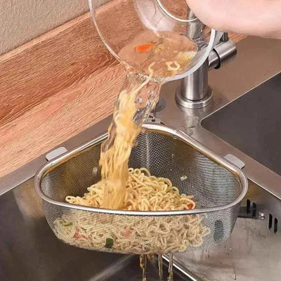 Stainless Steel Triangle Sink Drain Basket – Food Filter Organizer Rack