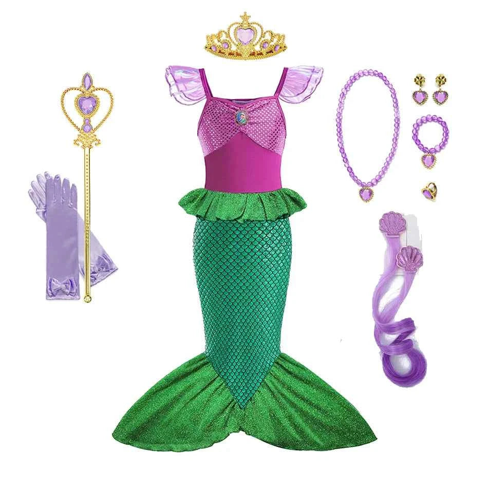 Girls Snow Queen Elsa Anna Kids Costumes For Girls 2024 Carnival Party Prom Gown Children Clothing Frozen Jasmine Princess Dress