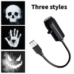 USB Projector Light Halloween Ghost Skull Night Light Switchable Pattern LED Projector Lamp for Room Ceiling Window Wall Decor