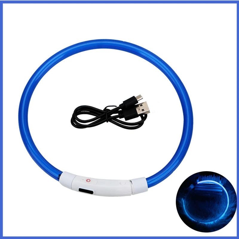 USB Rechargeable Luminous Collar Adjustable Led Glowing Dog Collar for Large Small Dogs Cat Night Light Collar Pet Safety Harnes - WTN Essentials 