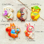 10PCS Mixed Resin Cartoon rabbits, hedgehogs squirrels Flat back Cabochon Stone Scrapbook DIY Decor Figurines Crafts Accessories
