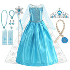Frozen Elsa Anna Princess Girls Costume Kids Dress Disney Snow Queen Halloween Cosplay Birthday Party Dress Up 2-10 Years