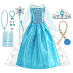 Frozen Elsa Anna Princess Girl Vestidos Costume Kid Dress Disney Snow Queen Halloween Cosplay Birthday Party Dress Up 2-10 Years
