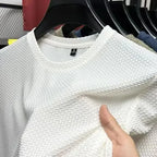 Ice Silk Bamboo Node Men's Short Sleeve T-Shirt Summer Pure Color Elastic Comfortable Cool Feeling Casual Versatile Thin Trendy