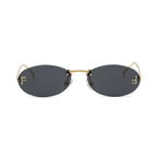 Fashion Rimless Oval UV400 Diamond Sunglasses for Women