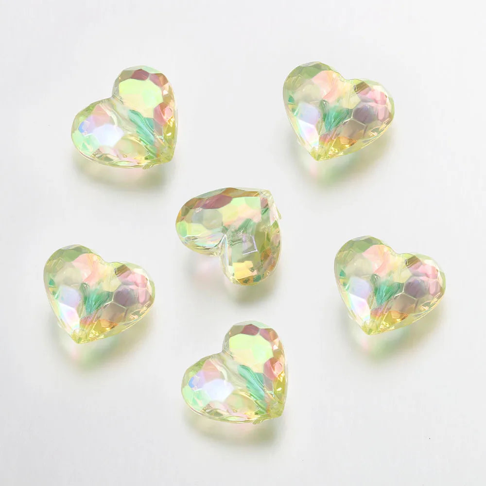 20pcs Acrylic Heart Beads Transparent Loose Spacer Beads for DIY Jewelry Making Pendants Neaklace Bracelet Needlework Material