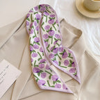 Cashew flower silk scarf double-sided printed for Women, Lightweight Versatile Bandana Style, Daily Office Party Vacation Boho