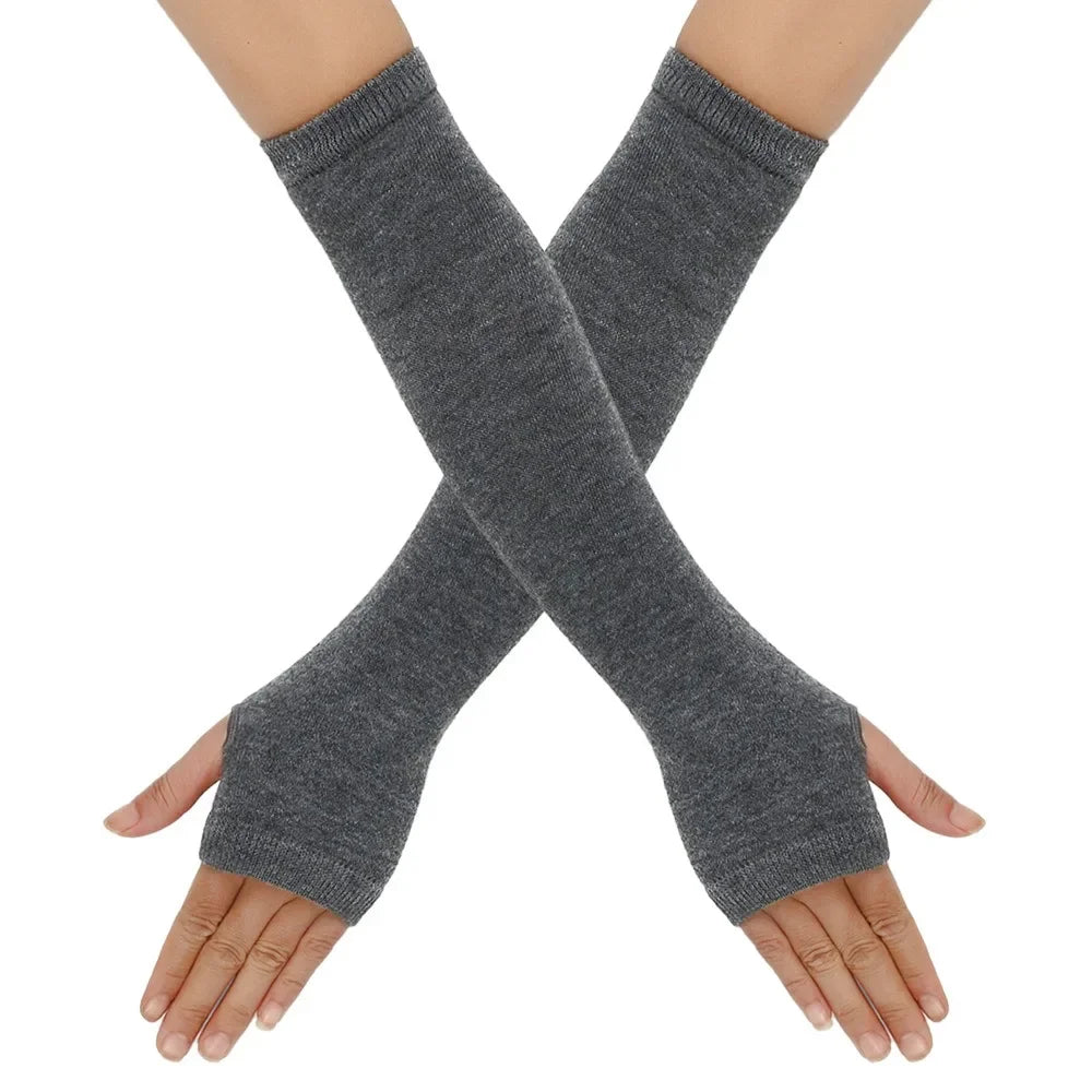 Warmer Knitted Long Fingerless Gloves Elbow Mittens Christmas Acces Gift Fashion Women Emo Gloves Lady Striped Elbow Gloves