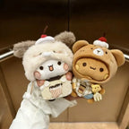 New Bubu And Yier Panda Plush Doll Suit Soft Anime Toy Kawaii Cartoon Fluffy Bear Bag Car Key Pendant Decoration Couple Gift