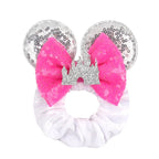 Cute Mouse Ears Velvet Scrunchies Hairband Women Elastic Ponytail Holder Girls Sequin Bow 2023 Kids Party DIY Hair Accessories