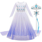 Frozen Elsa Anna Princess Girls Costume Kids Dress Disney Snow Queen Halloween Cosplay Birthday Party Dress Up 2-10 Years
