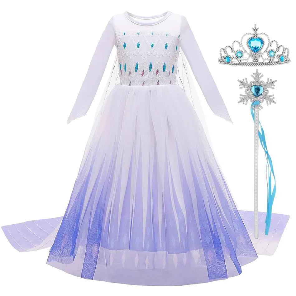Frozen Elsa Anna Princess Girls Costume Kids Dress Disney Snow Queen Halloween Cosplay Birthday Party Dress Up 2-10 Years
