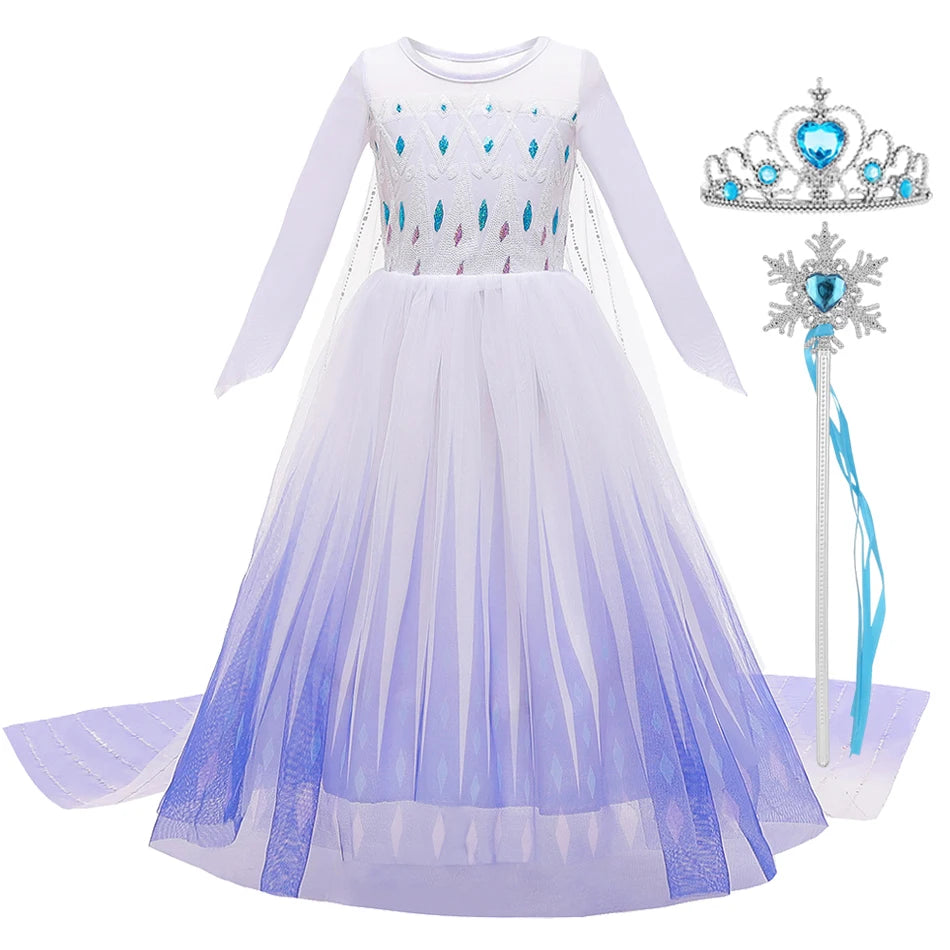 Frozen Elsa Anna Princess Girl Vestidos Costume Kid Dress Disney Snow Queen Halloween Cosplay Birthday Party Dress Up 2-10 Years