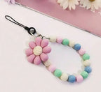 Phone Anti-lost Lanyard Key Short Wrist Pendant Colorful Macaron Round Bead Pendant Women's Hand-held Chain Mobile Phone Lanyard