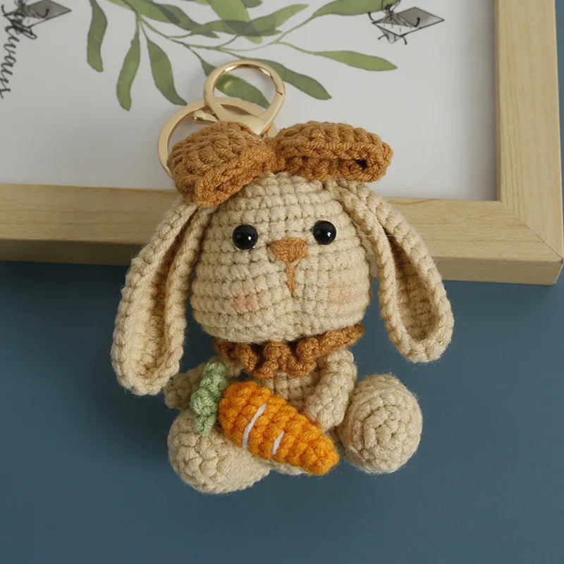 Cute Rabbit Crochet Keychain Handmade Bunny Bag Charm
