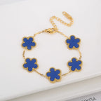 Hot Sale Stainless Steel Laser Five Leaf Flower Petal Adjustable Clover Bracelet Classic for Woman Girl Brand Jewelry Party Gift