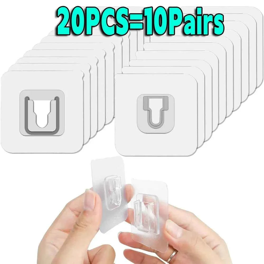 Double-Sided Adhesive Wall Hooks Hanger Strong Transparent Suction Cup Sucker Hooks Kitchen Bathroom Storage Plug Socket Holders