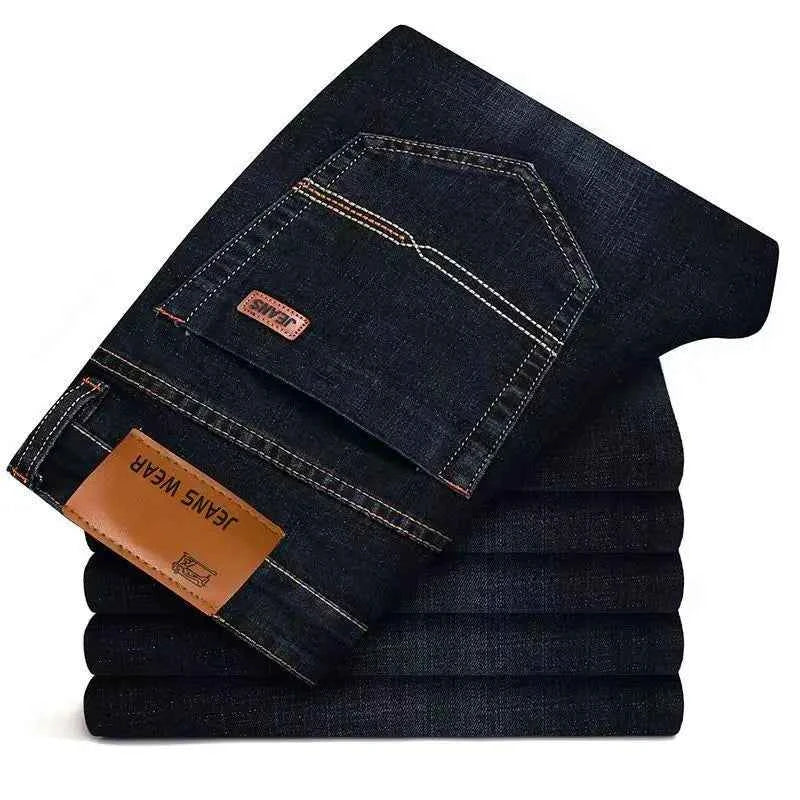 Men's Soft Straight Denim Pants 2025 Autumn Classic Business Black Biker Jeans Overalls Masculino Pantalone Hombre Mannen Homme