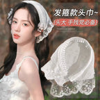 French Chic Alice White Lace Triangle Hair Wrap Fashion Accessory ﻿
