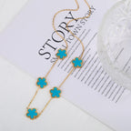 Hot Sale Stainless Steel Laser Five Leaf Flower Petal Adjustable Clover Bracelet Classic for Woman Girl Brand Jewelry Party Gift