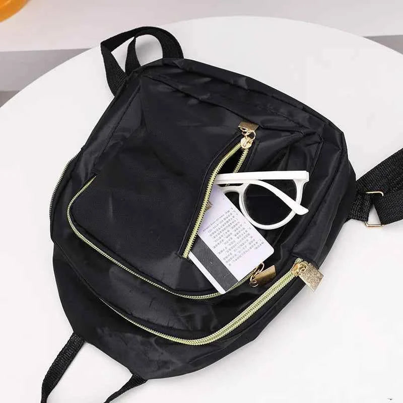 Women's Multi-Function Fashion Girl Nylon Daypack Travel Cute Mini Backpack Men Shoulder Bag Black Purse Hot