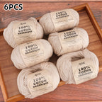 6pcs Cotton Soft Breathable Yarn Thread Set-Perfect for Hand Knitting, Crocheting, Weaving Hats, Scarves, Dolls, Bags, Sweaters