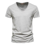 New 100% Cotton Men T Shirt Tops V Neck Thin Short Sleeve Tees High Quality Men's Fashion Fitness Hot T-shirt For Men Size S-5XL