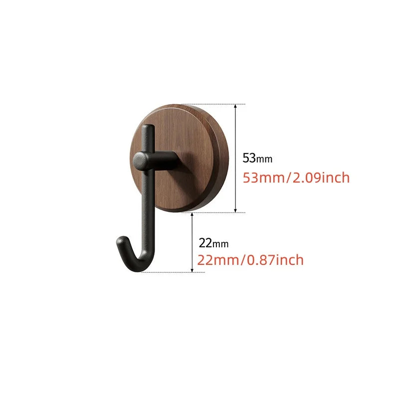 No Drilling Walnut Hanging Hanger Robe Hook Coat Storage Rack Adhesive Wall Hooks Key Decoration Hook Practical Wood Hook