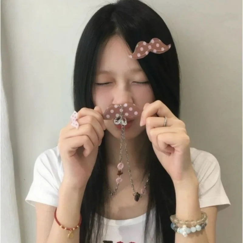 1/4pcs Mustache Hair Clip Polka Dot Y2K Retro Clips Fun Quirky Bangs Side Hairpins Harajuku Style Headwear Accessory Decoration