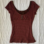 Stripe pattern casual tops chic cotton fashion Y2K tops cute silm rock aesthetic urban emo girls hip hops harajuku women t-shirt