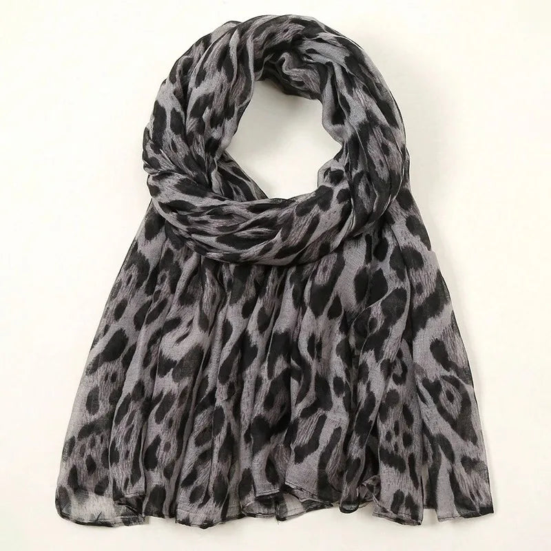 Boho 1pc Fashionable Leopard Print Batik-Style Soft Lightweight Women's Scarf Shawl Suitable For Daily Commuting & Outdoor Wear