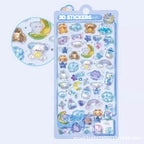 300Pcs/50pc Kawaii Cartoon 3D Relief Sticker Cute Crystal Jelly Patch for Mobile Phone Case Mirror Scrapbook Journal Animal Deco