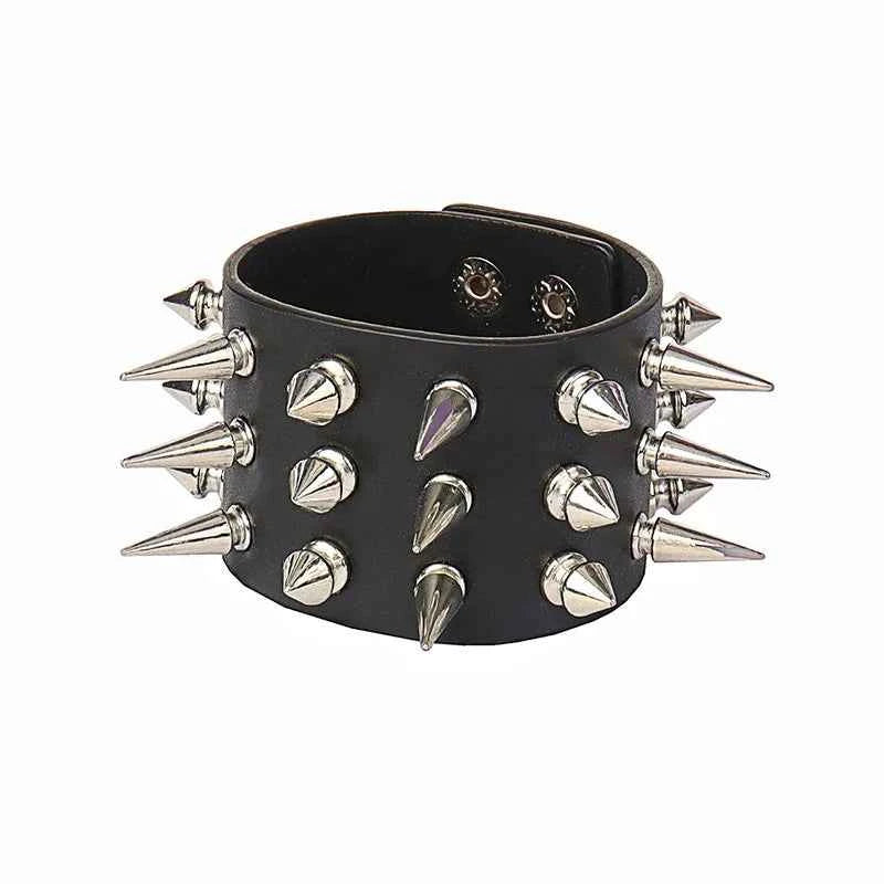 Punk Bracelets PU Leather Studded Bracelet Adjustable Goth Cuff Bracelet Gothic Rivet Buckle Wristband for Men Women Emo Jewelry